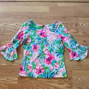 Lilly Pulitzer Pink and Green Floral Blouse